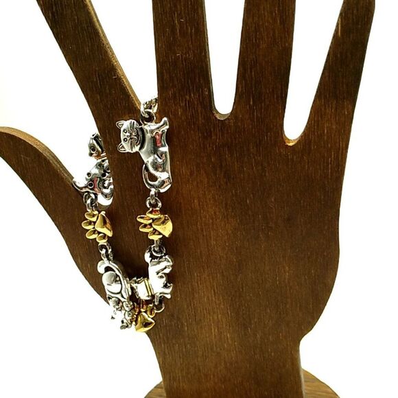 Vintage Premier Designs Gold & Silver-tone Dog Cat & Paw Bracelet - Picture 10 of 10